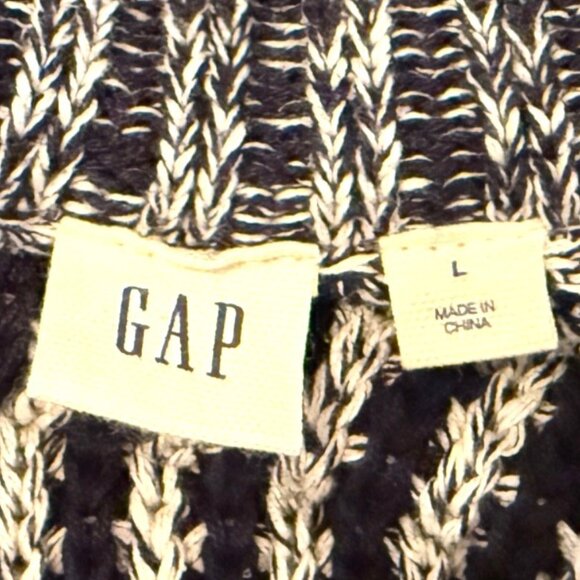 Gap Womens Large Striped Navy Nautical Long Cable Knit Cardigan Sweater Coat - Picture 8 of 10